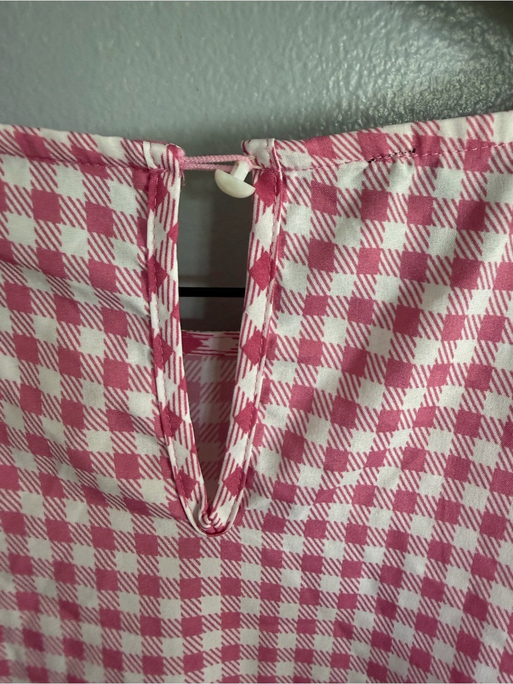 Pink Gingham Maxi Dress with Puff Sleeves - Picture 6 of 9